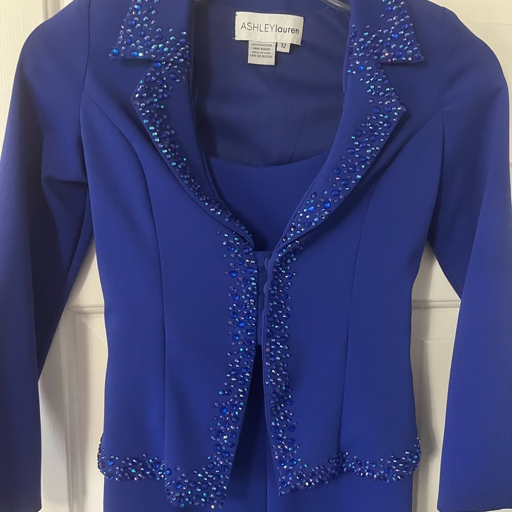 Ashley Lauren Kids Blue Embellished jumpsuit and blazer